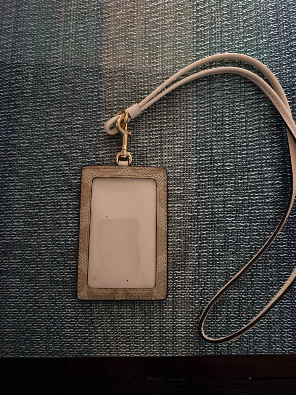 Coach Khaki and Chalk Signature Lanyard ID Holder - Picture 2 of 2